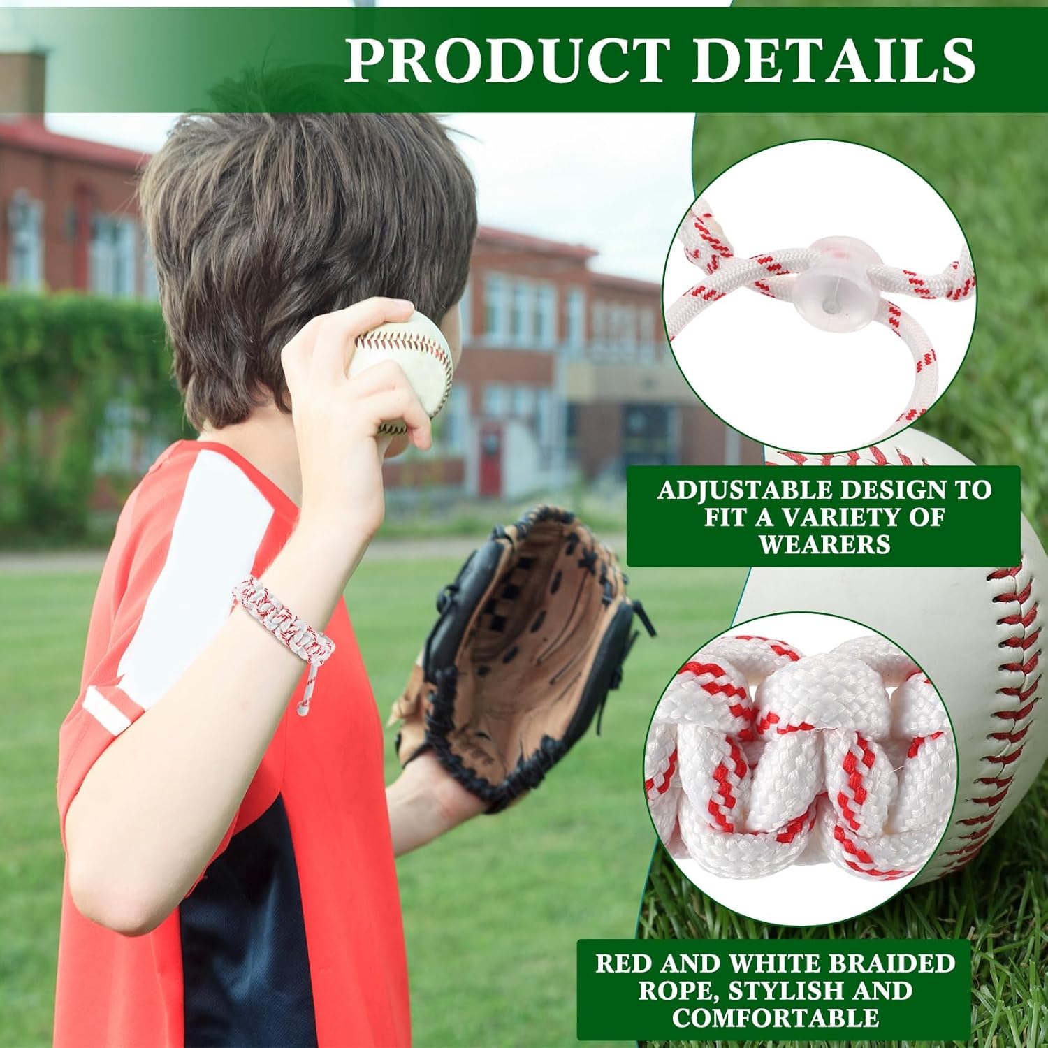 Landical 24 Pcs Bracelet for Boys, Party Favors Adjustable Handmade Braided Bracelet Wristbands Inspirational Sport Accessories Gift for Teams Player Men Birthday Jewelry Accessories - Image 3