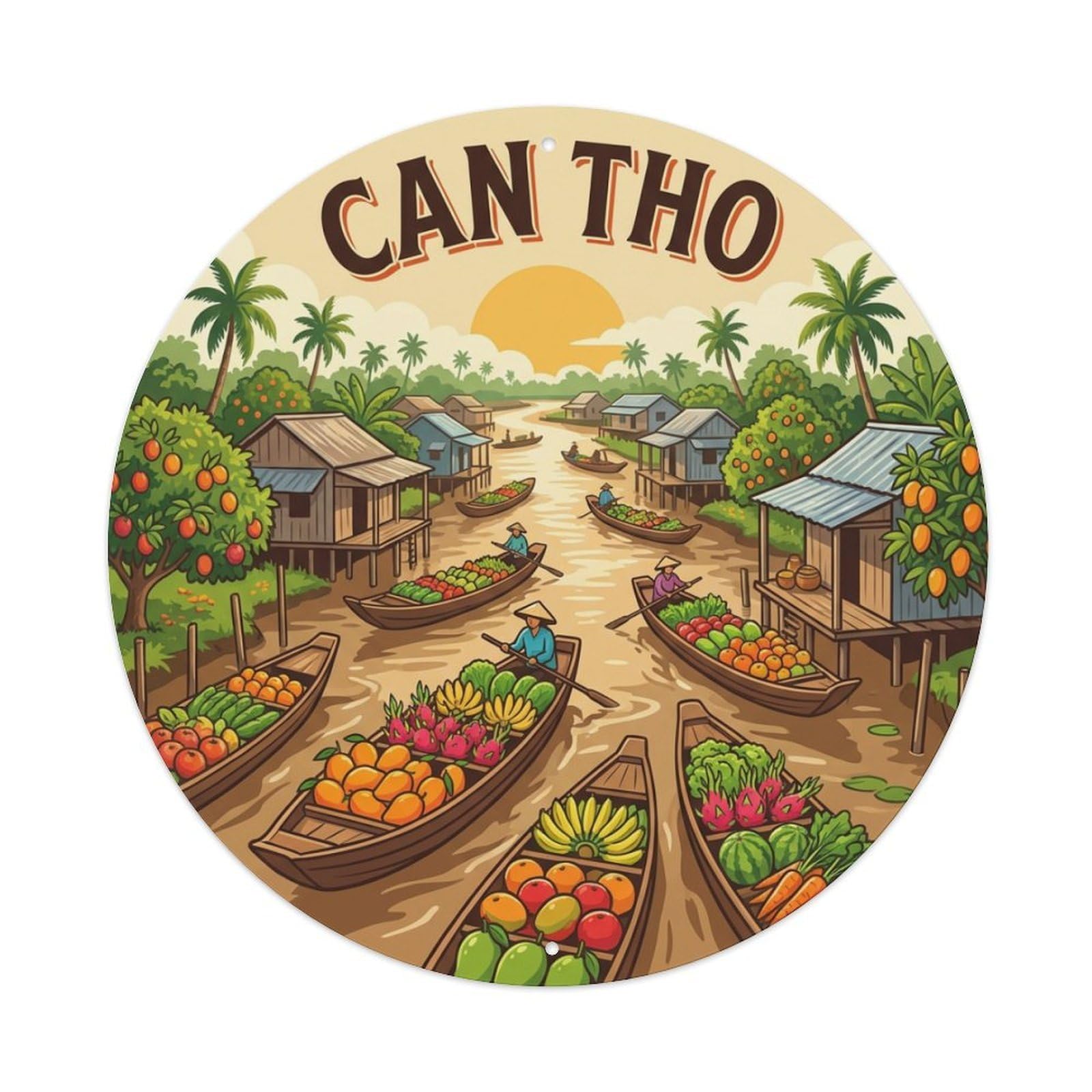 Galvaxio Style Vietnam Retro Travel Can Tho Metal Tin Sign