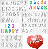 Vista 1 de 3 moldes de silicona para letras, moldes antiadherentes para fondant de números y letras para chocolate, dulces, decoración de pasteles, decoración