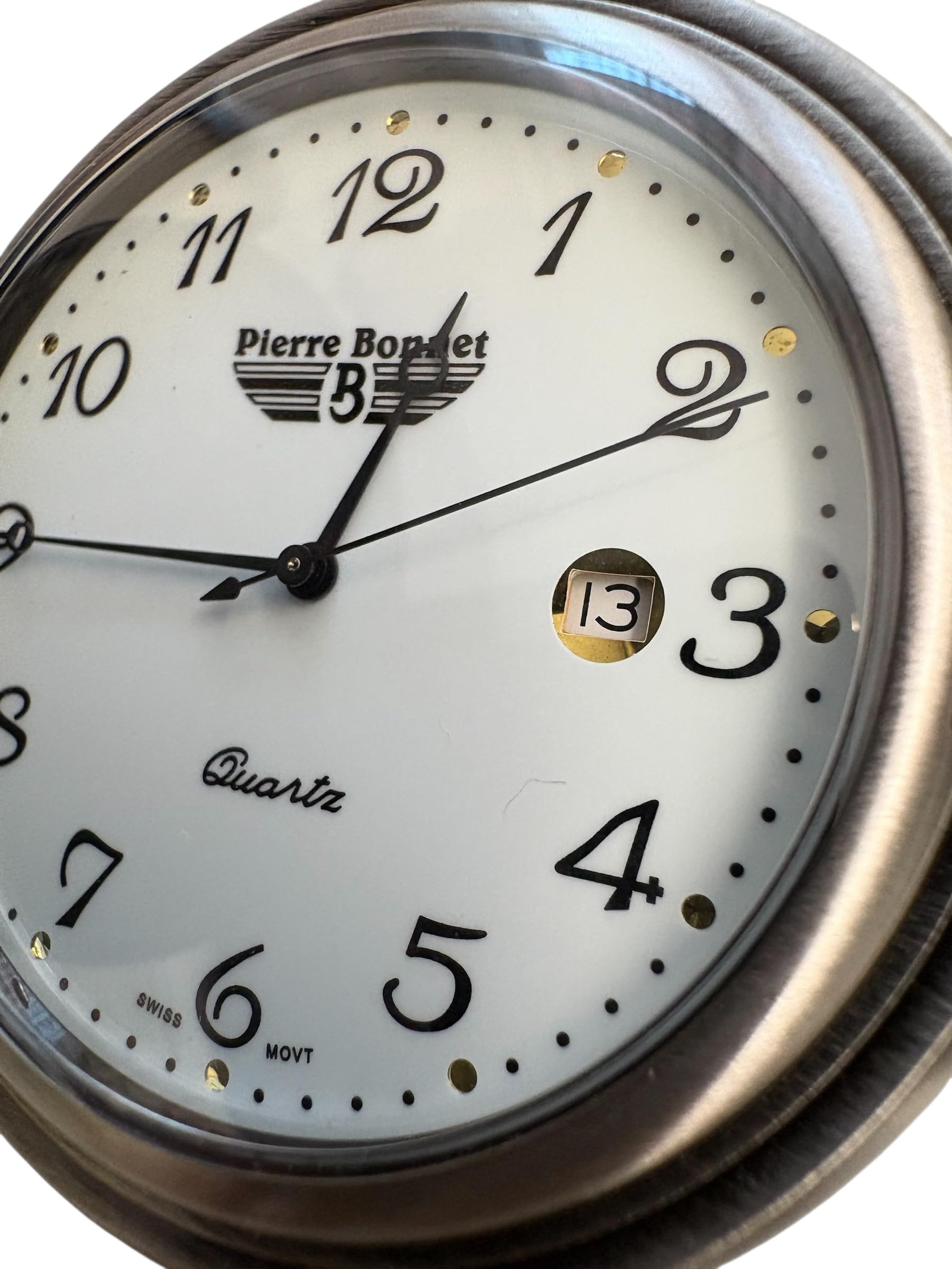 Pierre Bonnet Orologio da Tasca Vintage Catena – Movimento al Quarzo, Cassa Incisa, Idea Regalo per Pensione o Collezionisti