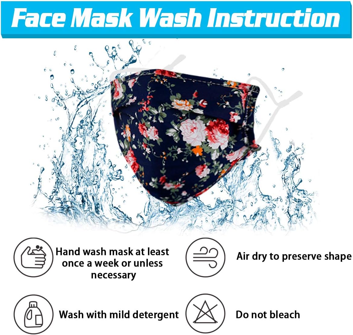 Genovega Stylish Face Mask with Adjustable Ear Loops, Folding Breathable Decorative Facemask for Women Man
