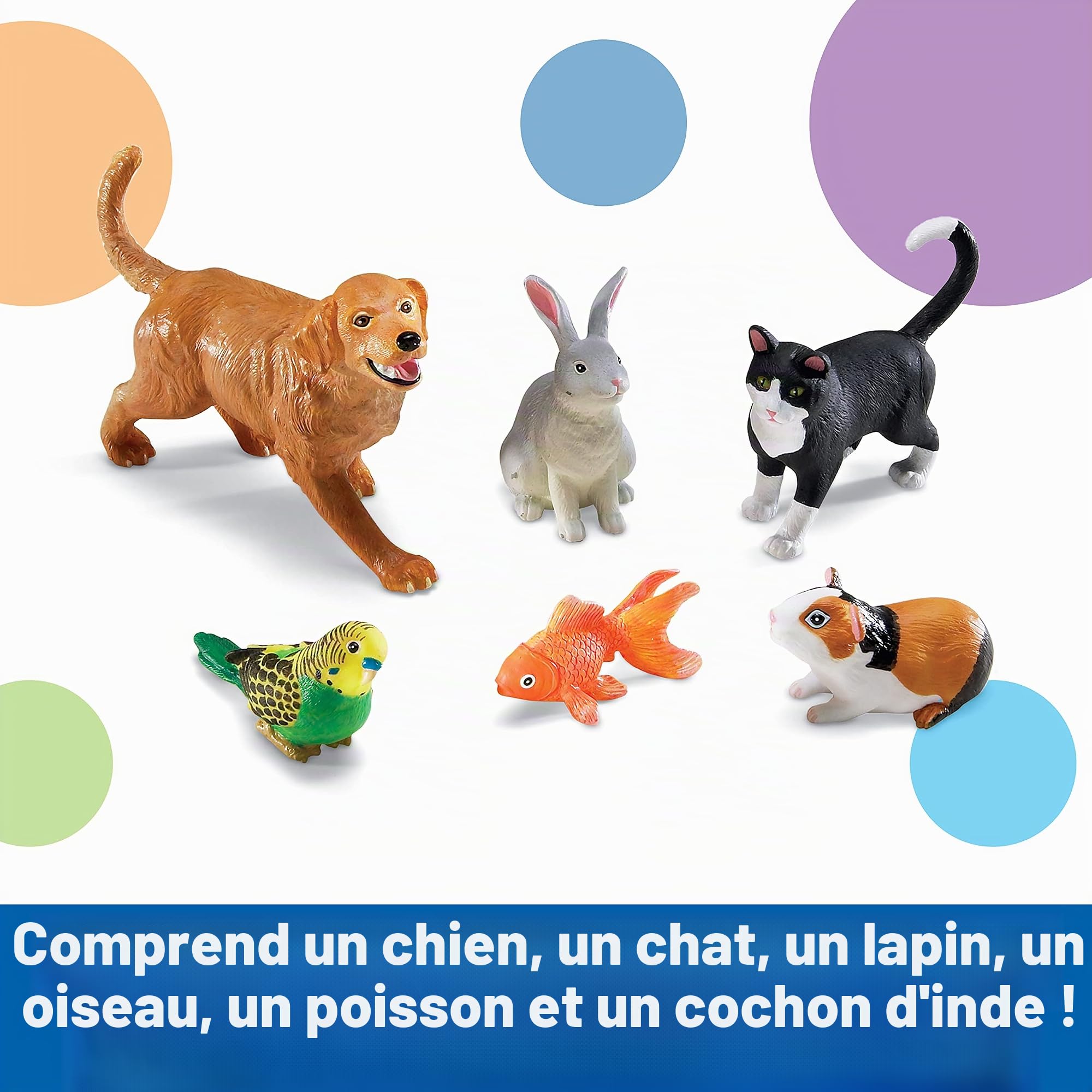 Learning Resources Animaux domestiques géants (6 Animaux domestiques), ressources Maternelle, Chien, Lapin, Chat, Cochon d'Inde, Poisson, Oiseau, Figurines pour Enfants 2+