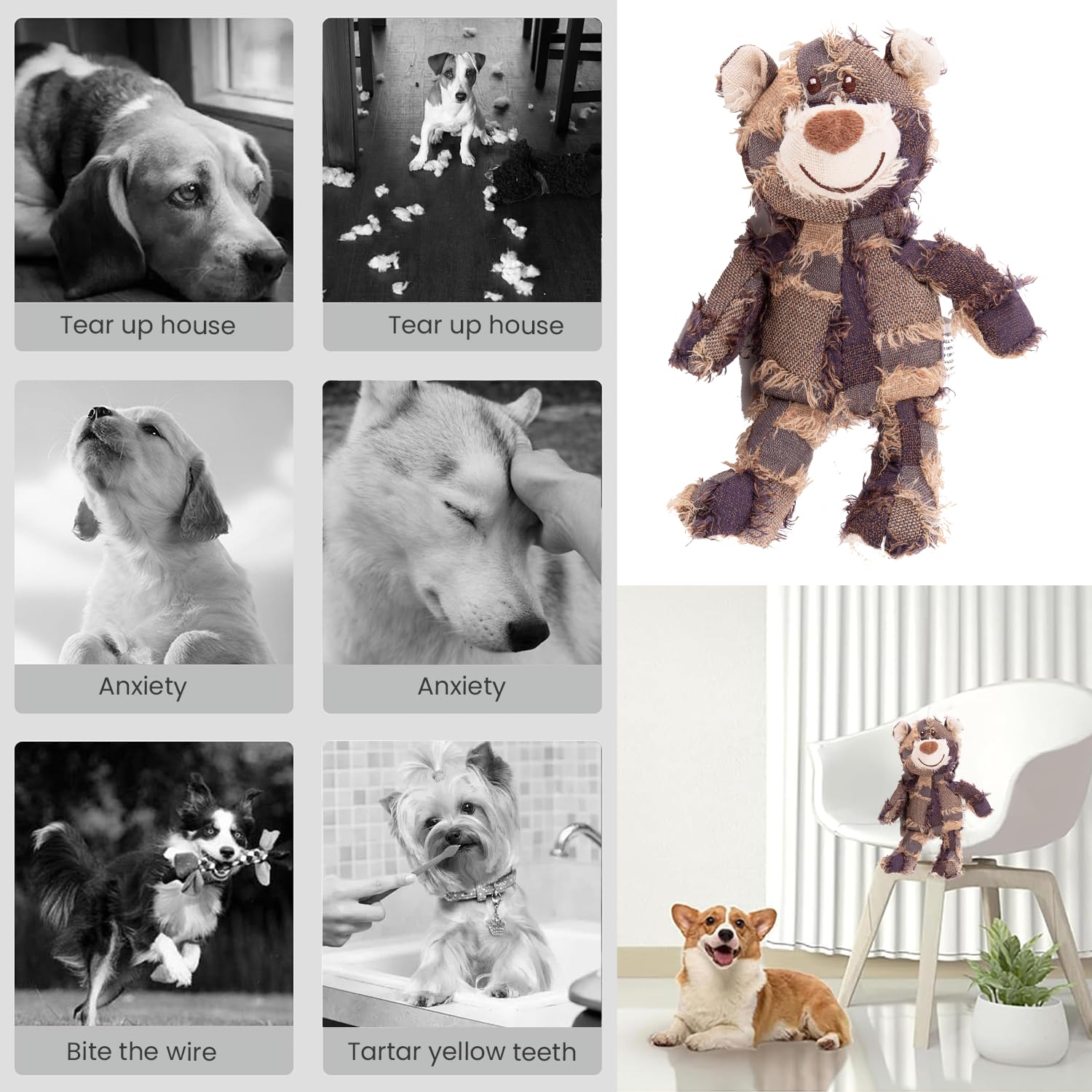 Onperpoe Indestructible Robust Bear Dog Toys, Dog Companion for Heavy Chewers Dogs Toy Indestructible - Image 4