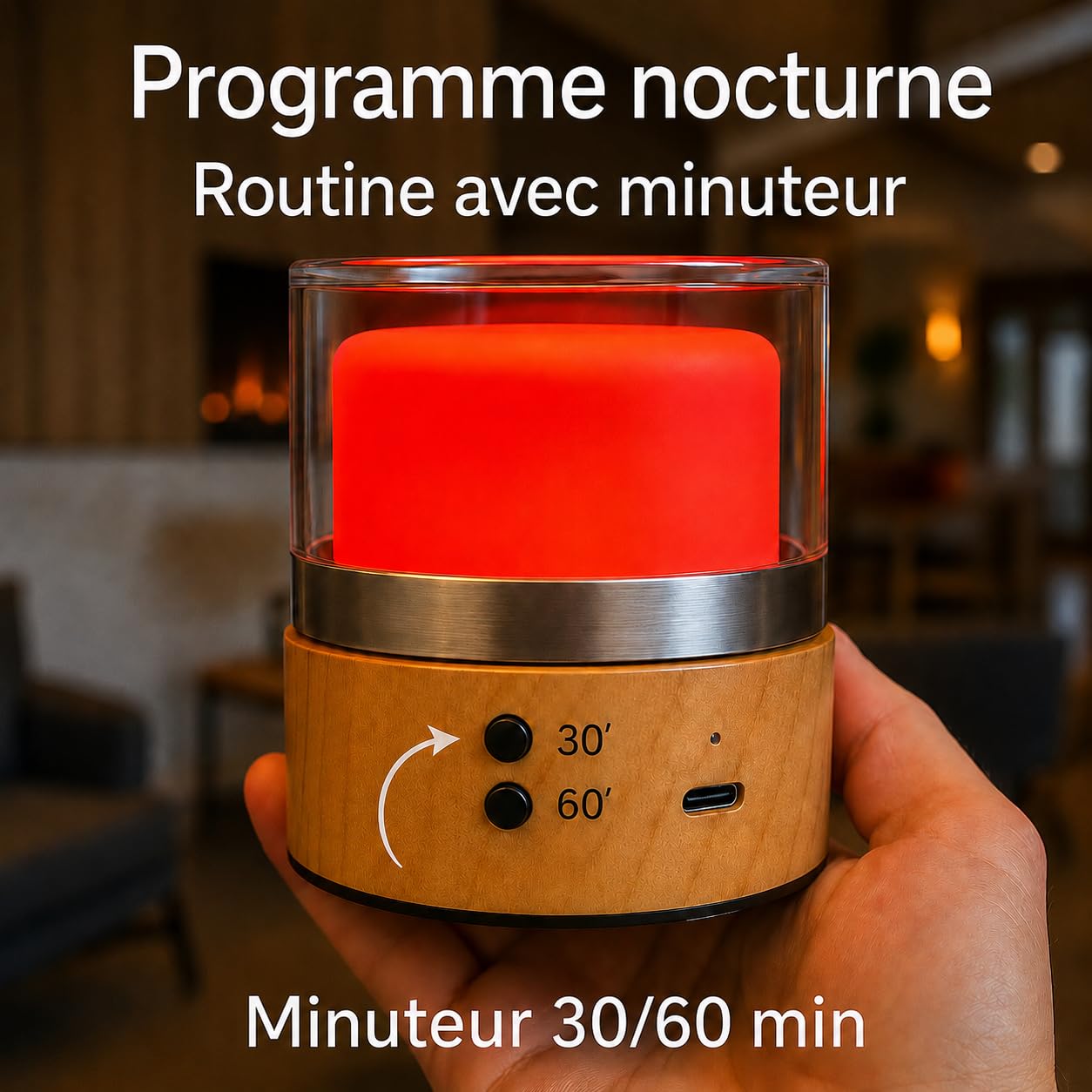 Veilleuse Enfant Bébé Lumière Rouge Nocturne Mélatonine 660nm USB-C
