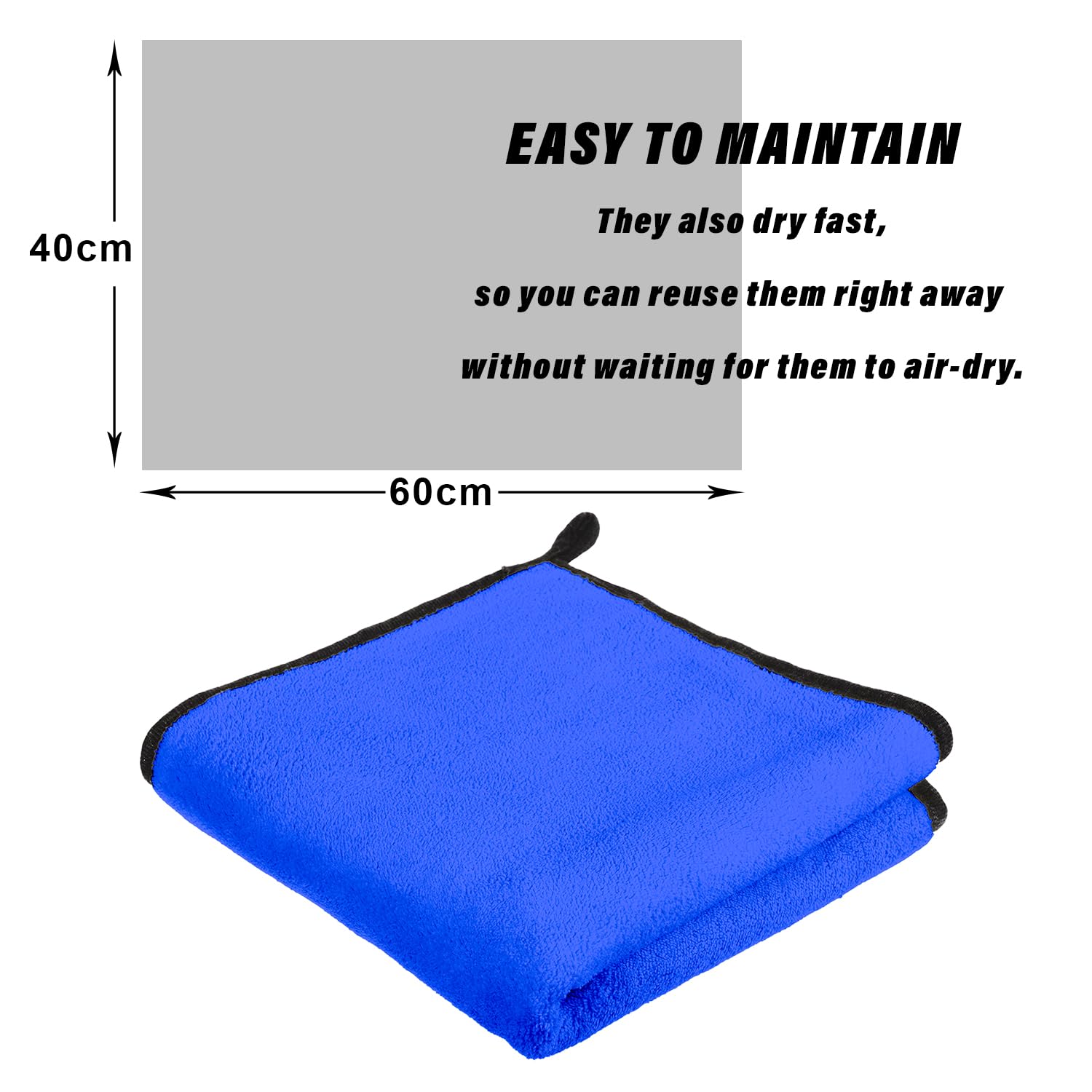 Urbane Home Cleaning Towel | Reusable Cleaning Cloths for Kitchen | Duster Towel for Home Cleaning | 400 GSM Cleaning Cloth Towel with Hanging Loop | 40x60 | Pack of 2 | Blue 1