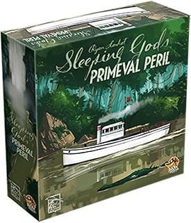 LUCKY DUCK GAMES| Sleeping Gods: PRIMEVAL Peril | Jeu de Société Autonome | Version Française| Jeu Narratif de Quêtes avec Atlas,Règles Simplifiées, Nouvelles Cartes | 13+ Ans | 1–2 Joueurs |60 Min