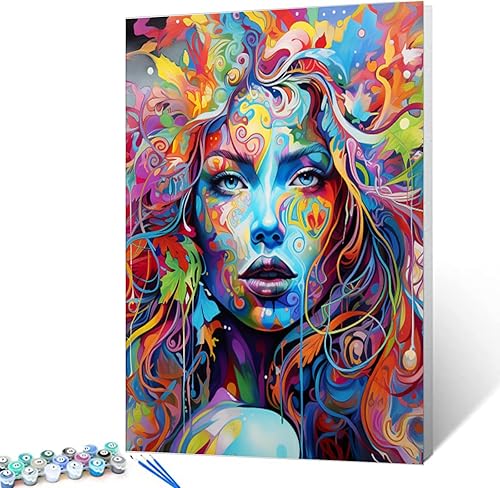 Miniatura 1 de Graffiti - Kit de pintura de retrato por números, 16 x 20 pulgadas, lienzo de pintura al óleo para niños, estudiantes, adultos principiantes con