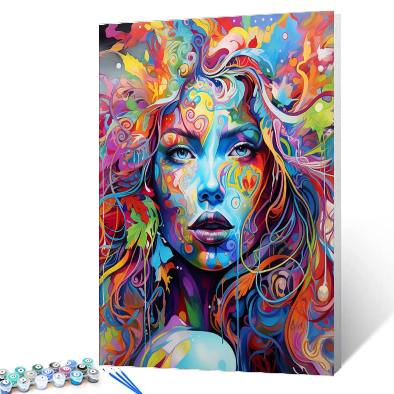 Kit per pittura a olio fai da te con i numeri, 40,6 x 50,8 cm, per bambini, studenti, adulti, principianti, con pennelli e pigmento acrilico, paesaggio astratto, regalo (cornice fai da te