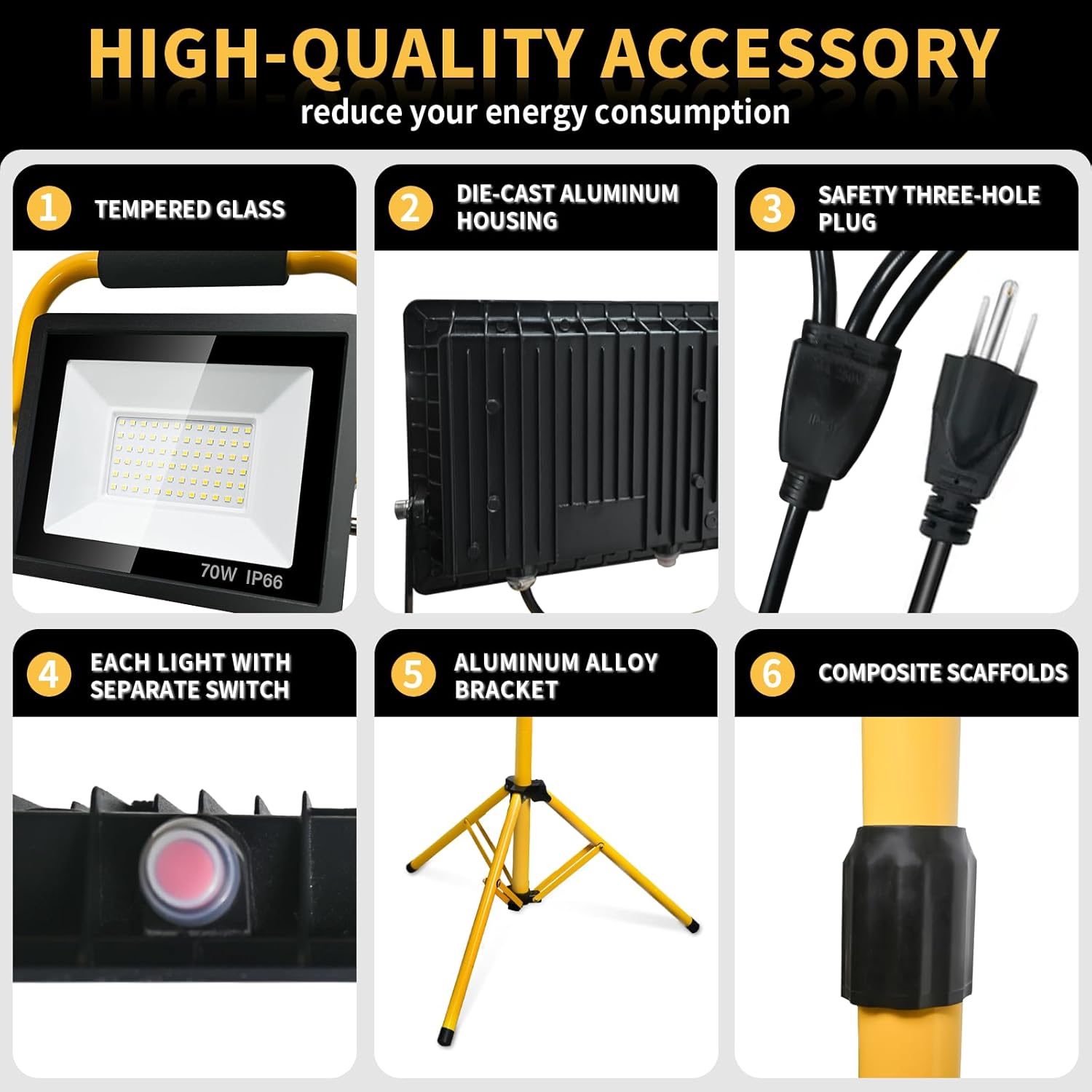 LED Light Work Stand: 21000LM Portable Lighting for Job Site, Construction & Garage Workshop - Image 4