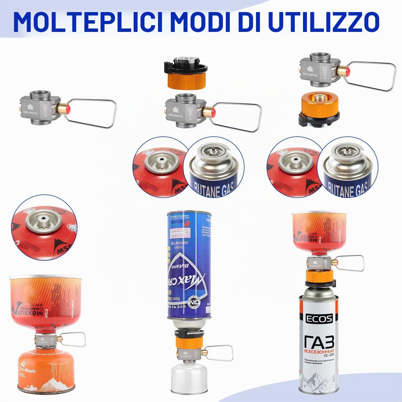 LALAGO Adattatore di Ricarica per Cartucce di Gas 715 + 702, Adattatore Bombola Gas Campeggio per Cartuccia, Adattatore per Ricarica Bombole Gas, Dispositivo di Trasferimento Carburante