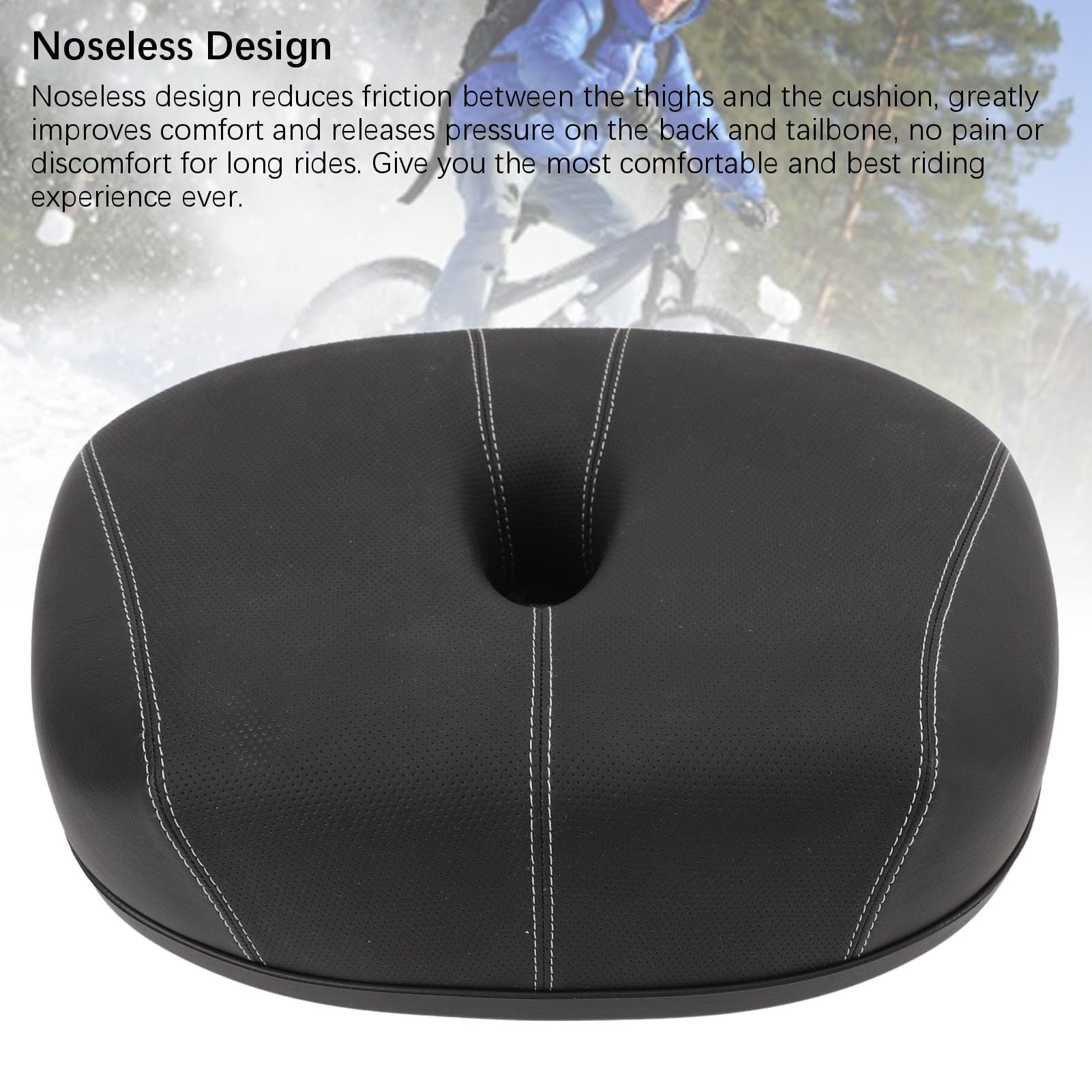 Sella per Bici Senza Naso Ampia con Comfort in Memory Foam, Sostituzione della Sella Cava Integrata, Ammortizzante per la Guida su Lunghe Distanze, Imbottitura Extra per Uomini e