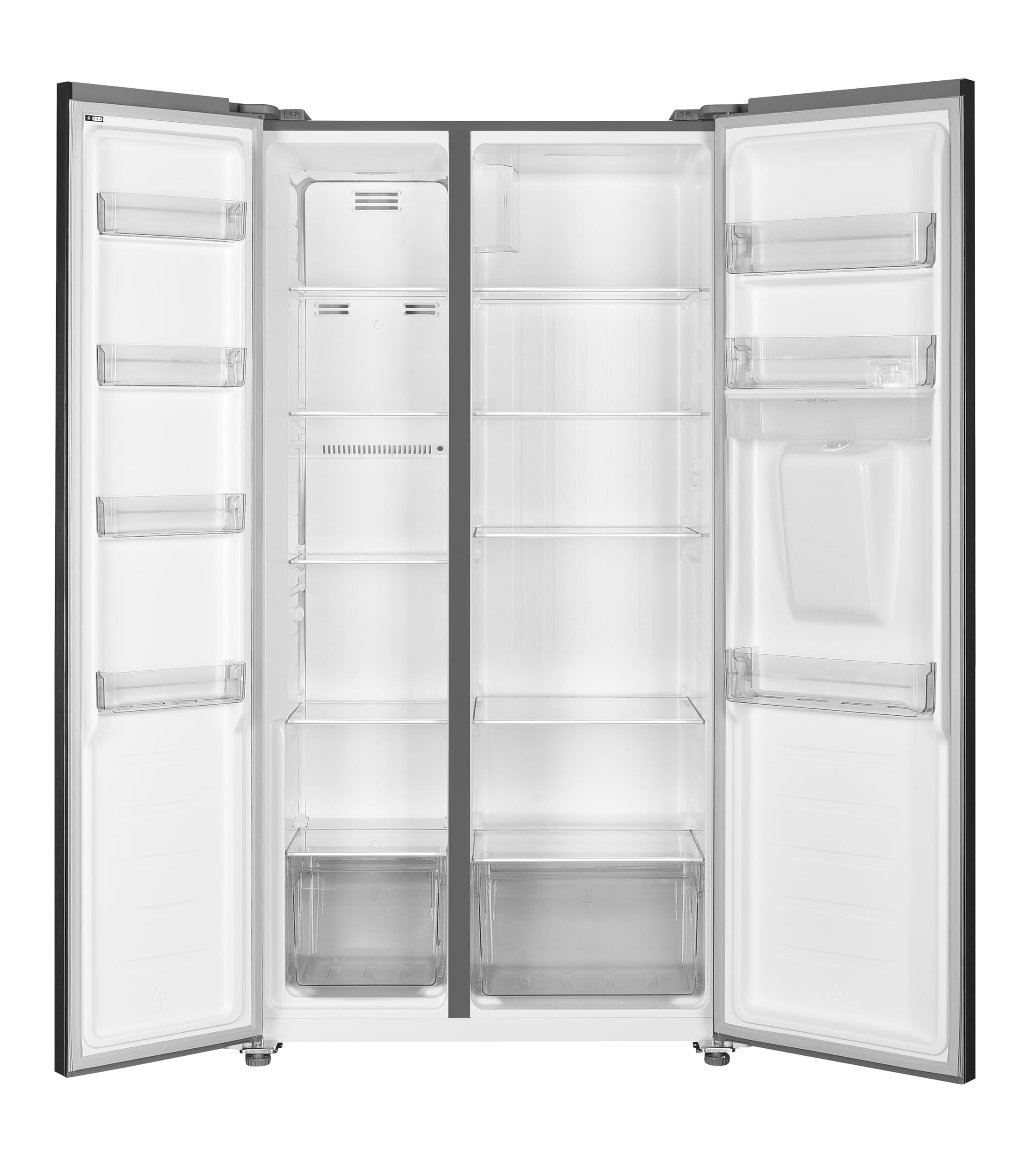 respekta Halvar Side-by-Side 439 L, No Frost, dispensador, Black Steel