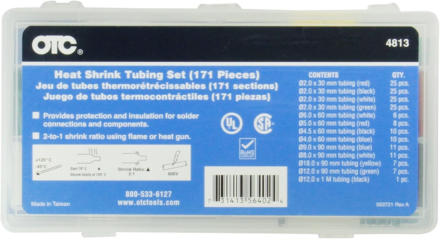 OTC 4813 171-Piece Heat Shrink Tubing Set with Storage Case