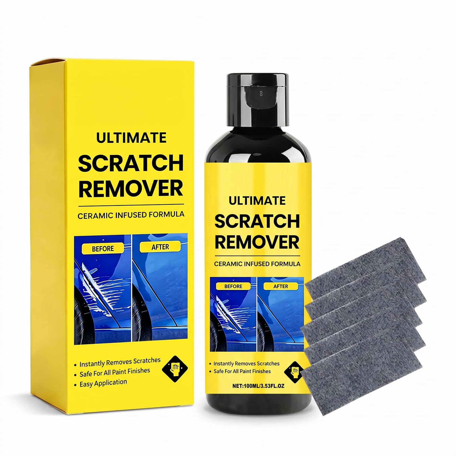 Velaphire NanoPolix 5Pcs Car Scratch Remover Cloth – Quick Repair Kit for Paint Scratches, Restores Shine, Nano Polishing Cloths for All Paint Types, Easy Use No Buffing