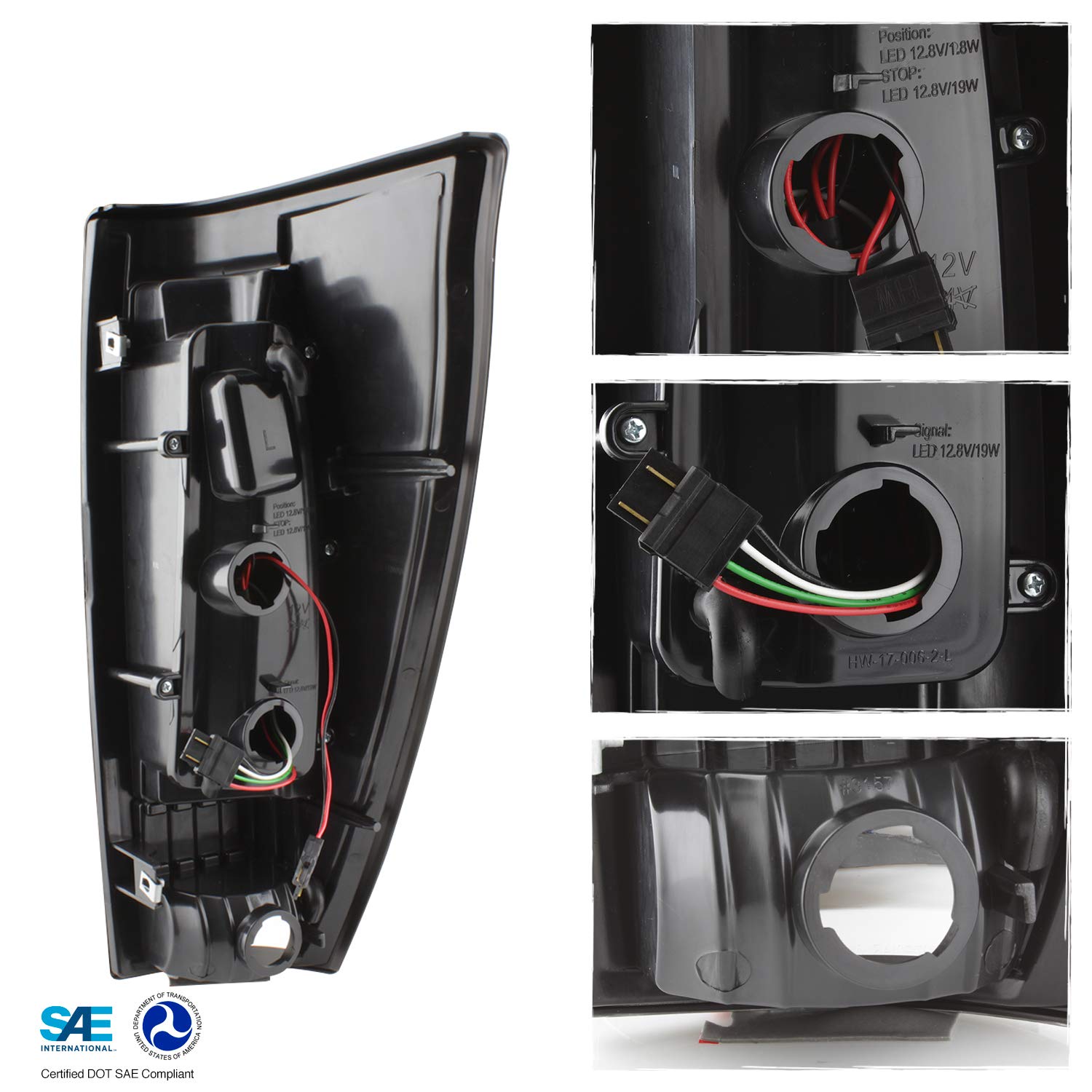 AKKON - Fits 2002-2006 Chevy Avalanche 1500 2500 LED [Tube Bar] Black Tail Lights Brake Lamp Left+Right Pair 03 04 05