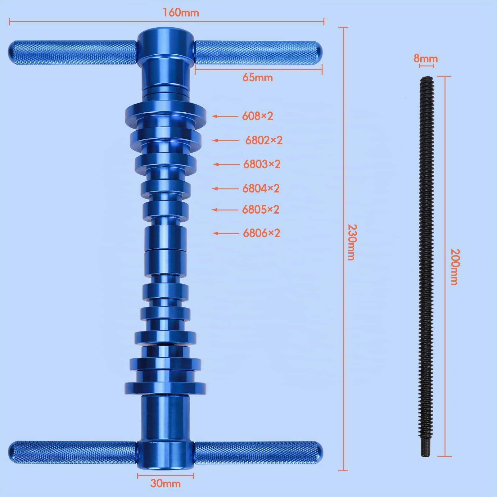 Wanocean Ensemble de presse pour roulement de pédalier, Ensemble de presse pour roulement intérieur de vélo, Outil d'insertion de roulement, Outil de montage de moyeu VTT, Outil d'installation