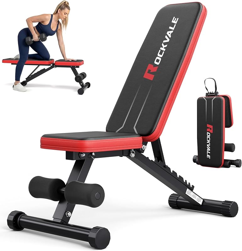 Bancos de pesas ajustables premontados al 95% para gimnasio en casa, banco de entrenamiento con 9 posiciones de respaldo, press de banca compacto de 660 lb para espacios pequeños (plegado rápido en 1 segundo)
