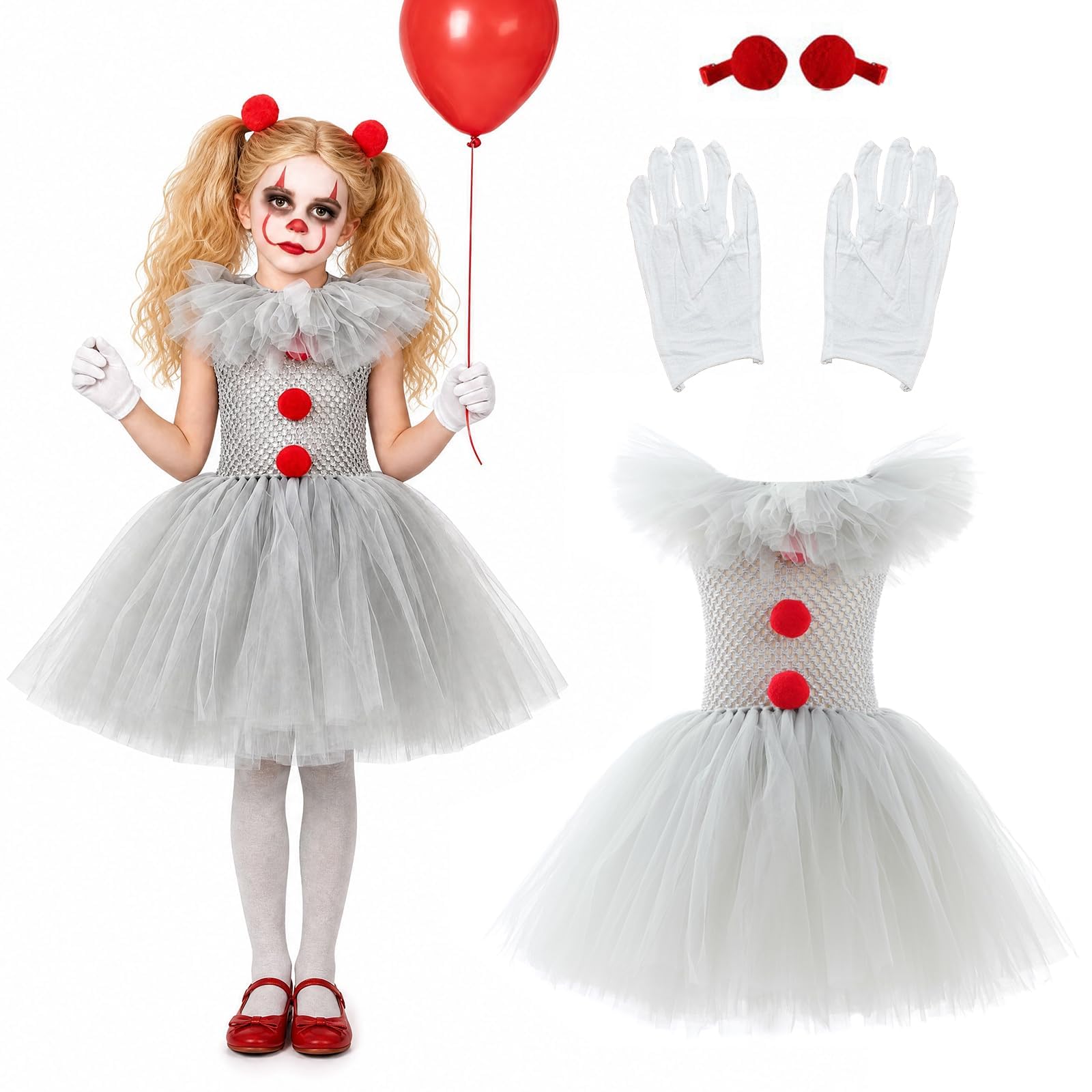 Disfraz Payaso Niña Halloween Vestido De Tul Disfraz Halloween Niña It con