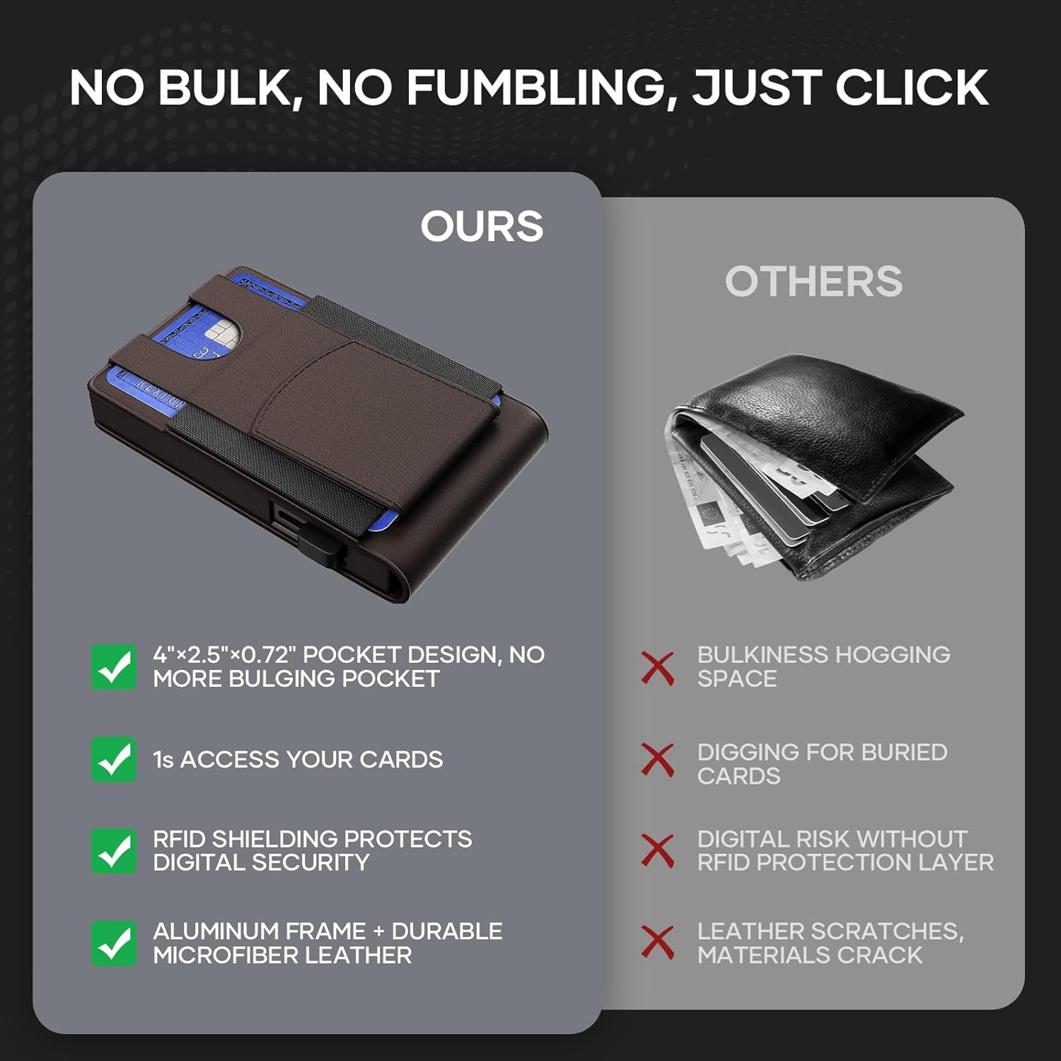 GIGIGO Wallet for Men, Mens Minimalist Wallet 9-12 Cards, Slim Compact Wallet with Money Clip & ID Window, RFID Blocking Smart Pop Up Card Wallet, Great Gifts - Image 6