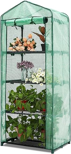 Miniatura 1 de ABCCANOPY Mini invernadero de 4 niveles portátil de jardinería con puerta con cremallera para uso en interiores y exteriores (cubierta de