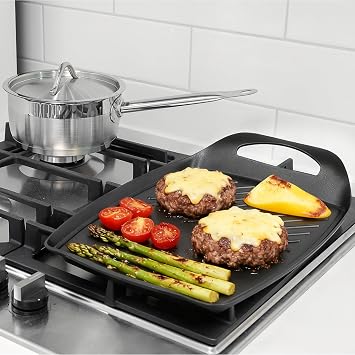 Techwood Stove Top Griddle, 17X11 Nonstick 2 in 1 Grill Plate/Griddle Pan for Indoor/Outdoor Cooking, PFOA Free, Oven & Broiler Safe, Compatible with Multiple Stovetops, Dishwasher Safe
