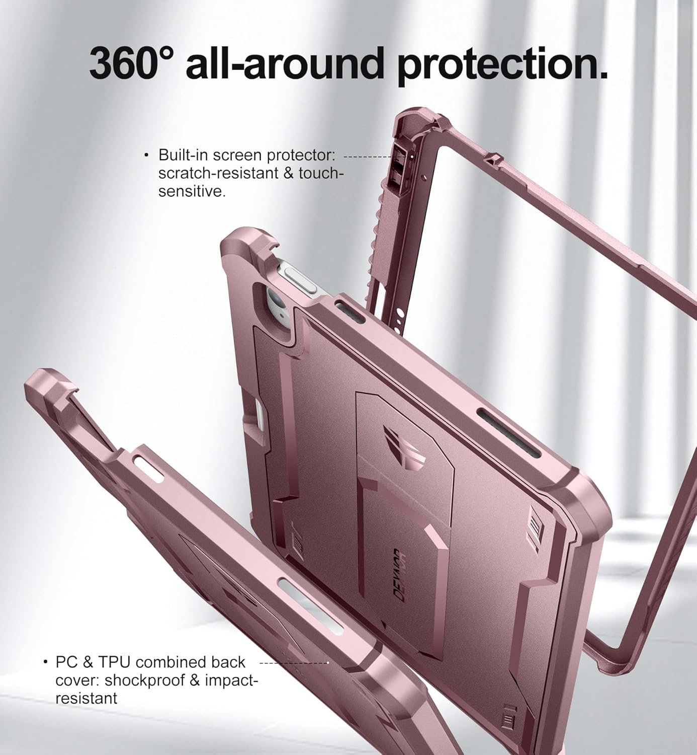 Dexnor Case for iPad (A16) 11th Generation 11 Inch 2025, iPad 10th Generation 10.9 Inch 2022 with Pen Holder [Built-in Screen Protector & Kickstand] Heavy Duty Rugged Full Body Protective Cover, Pink