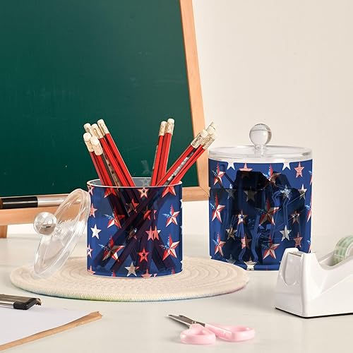 Miniatura 6 de Tarros de Día de los Caídos con tapas, tarros decorativos para lavandería, dispensador de hisopos de algodón para dormitorio, artículos esenciales