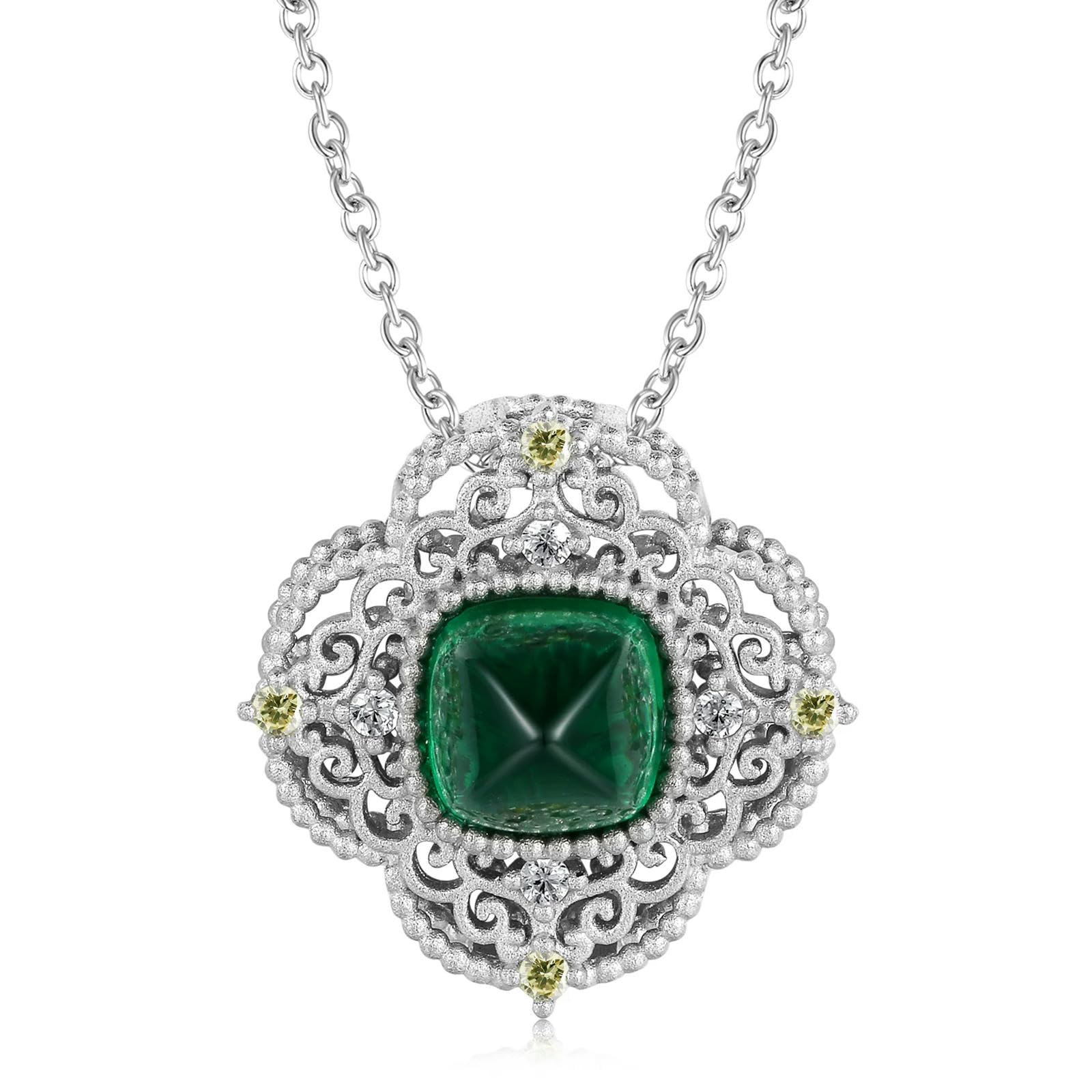 Collier de bijoux argent 925 avec pendentif sugar tower stone vert - 7