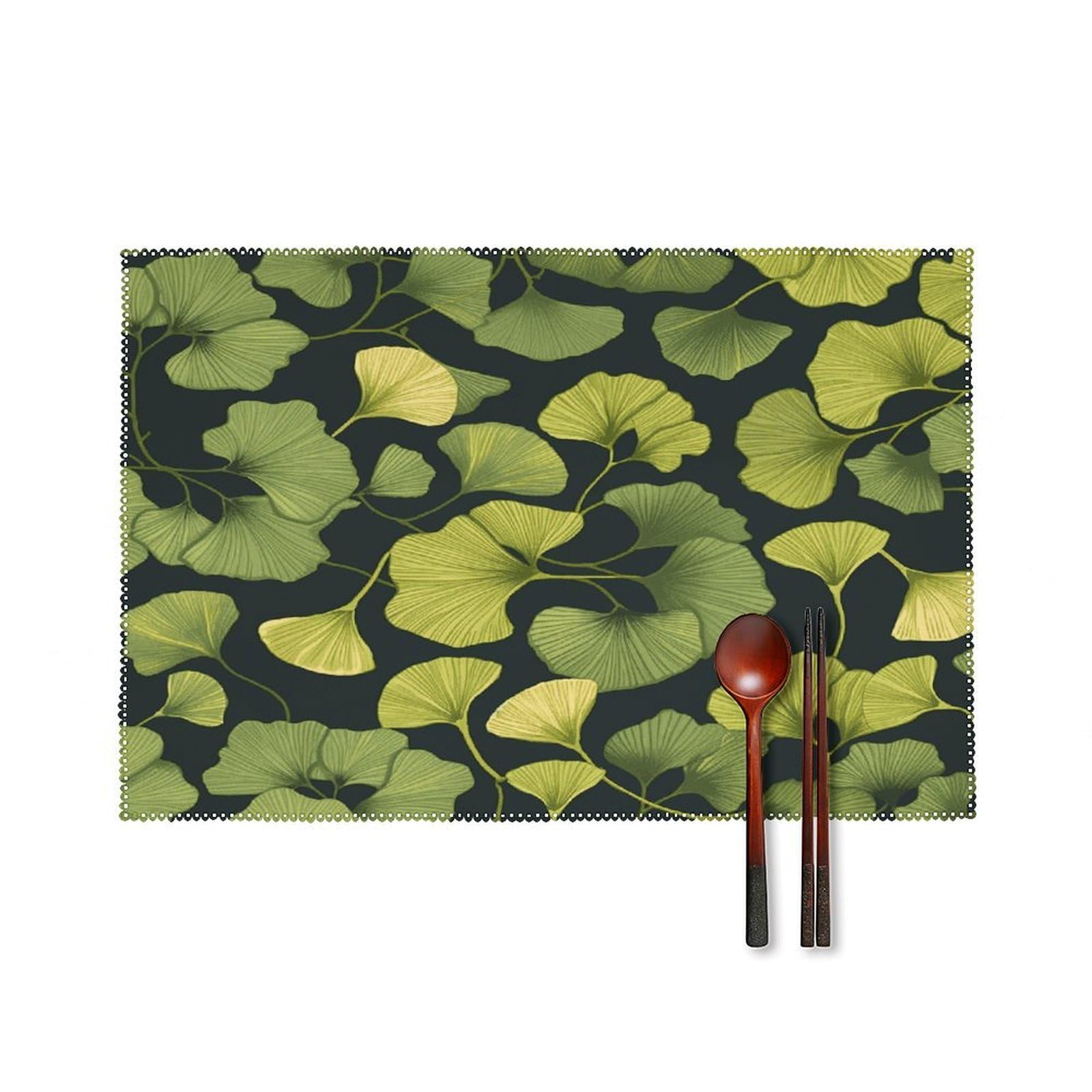 Fekiloot Style Ginkgo Biloba Placemats Set Of 6,Table Mat