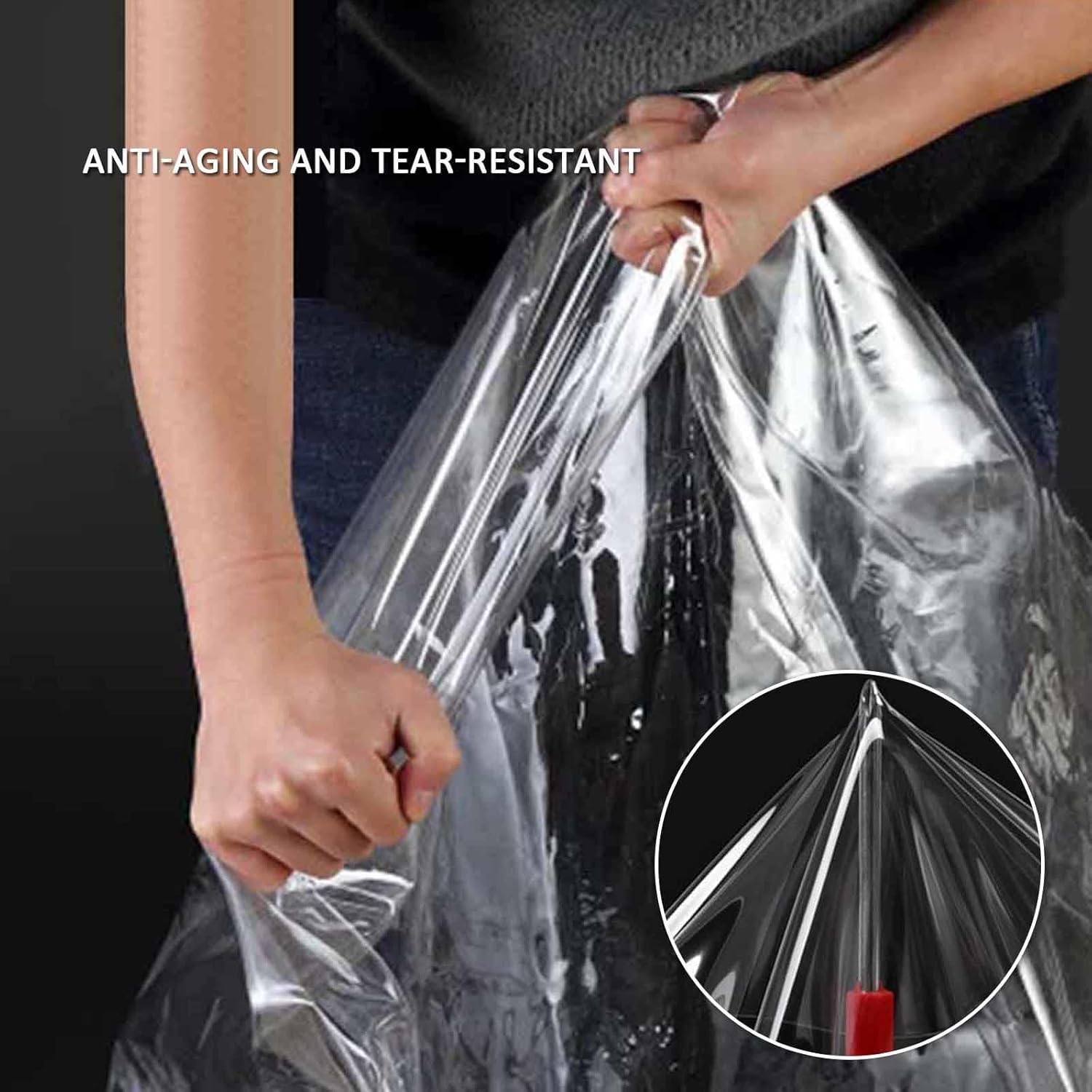 Waterproof Tarpaulin Transparent Curtains, 0.3mm PVC Waterproof Side Panels, Outdoor Plastic Transparent Curtains with Zip, 1.8x2.5/3x2.2/5x3m, with Grommets,Black-1.6x1.8m/5.2x5.9ft