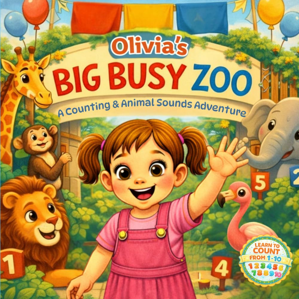 Olivia’s Big Busy Zoo: A Personalized Zoo Adventure for Kids | Counting Animals, Fun Sounds & Early Learning Toddler Book (Three Hearts Personalized Baby Books (Olivia))