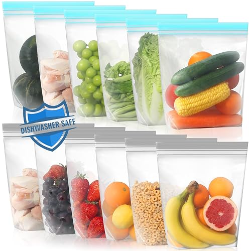 Lerine 12 Pack Reusable Gallon Freezer Bags