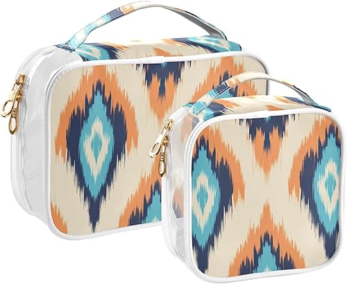Miniatura 2 de Ikat Ethnic Clear Toiletry Bag for Traveling,2 Pack Makeup Cosmetic Bag with Zipper,Travel Bag for Toiletries,Travel Essentials 21215286