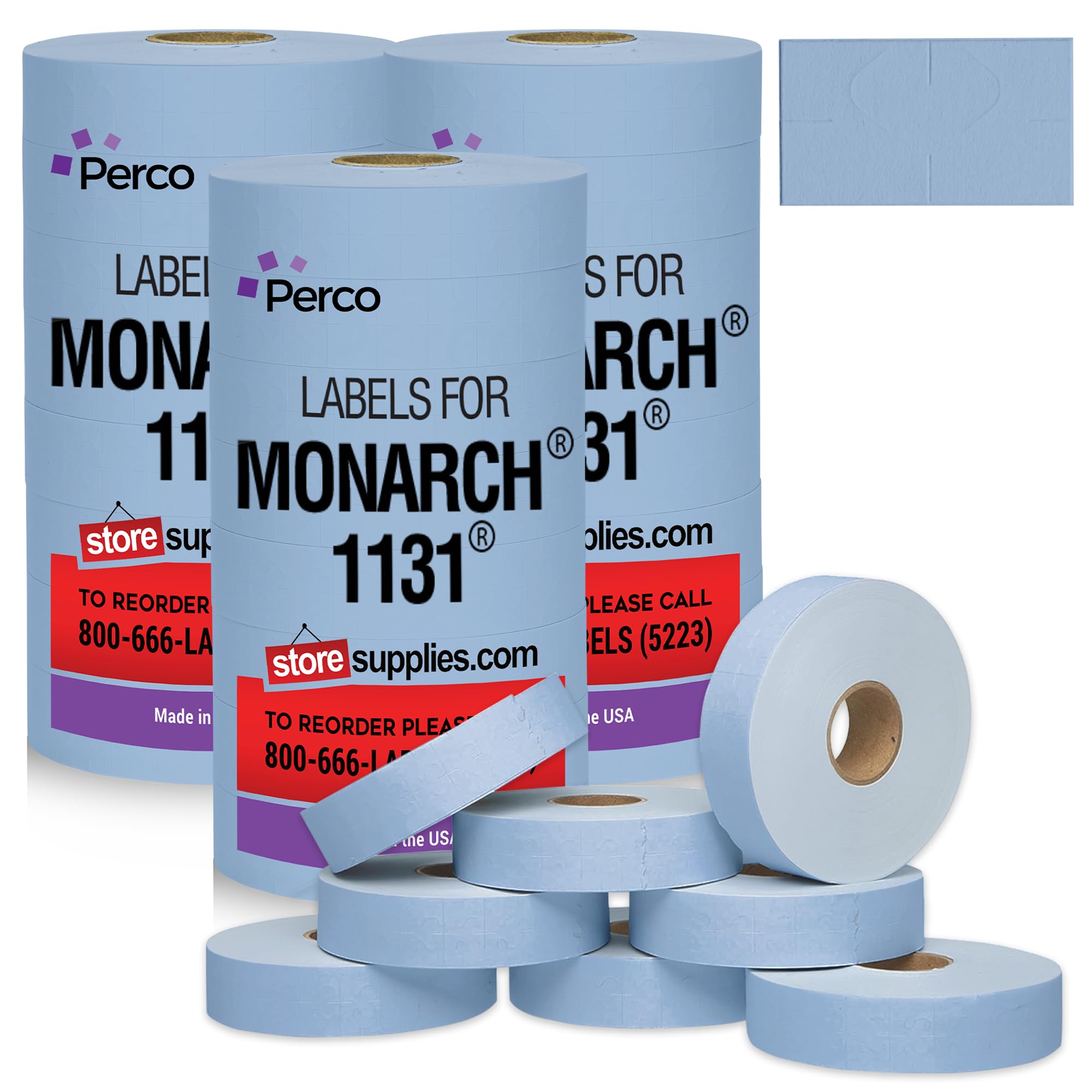 Perco Blue Pricing Labels For Monarch 1131 – 60,000 Labels With Bonus Ink Rolls - View #10