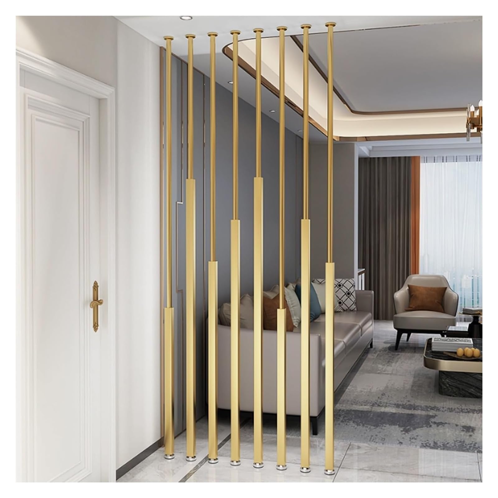 Divisori for ambienti in metallo - Pali for schermi privacy regolabili dal soffitto al pavimento for una separazione perfetta degli ambienti, senza installazione di trapano