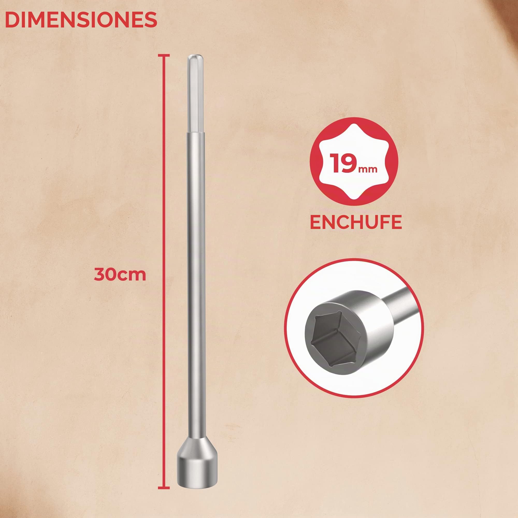 GADLANE - Prolongador/adaptador de taladro eléctrico para patas de caravana. 30 cm de largo, 19 mm de diámetro