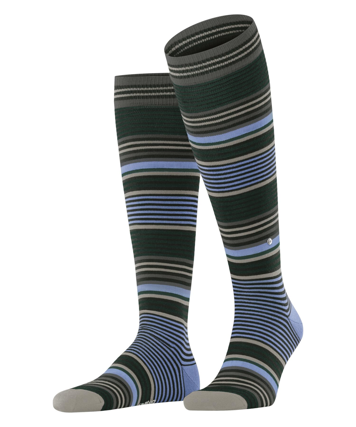 Burlington Mężczyźni Podkolanówki Stripe M Kh Wełna długie z wzorem 1 Para, Czarny Black 3000, 40-46
