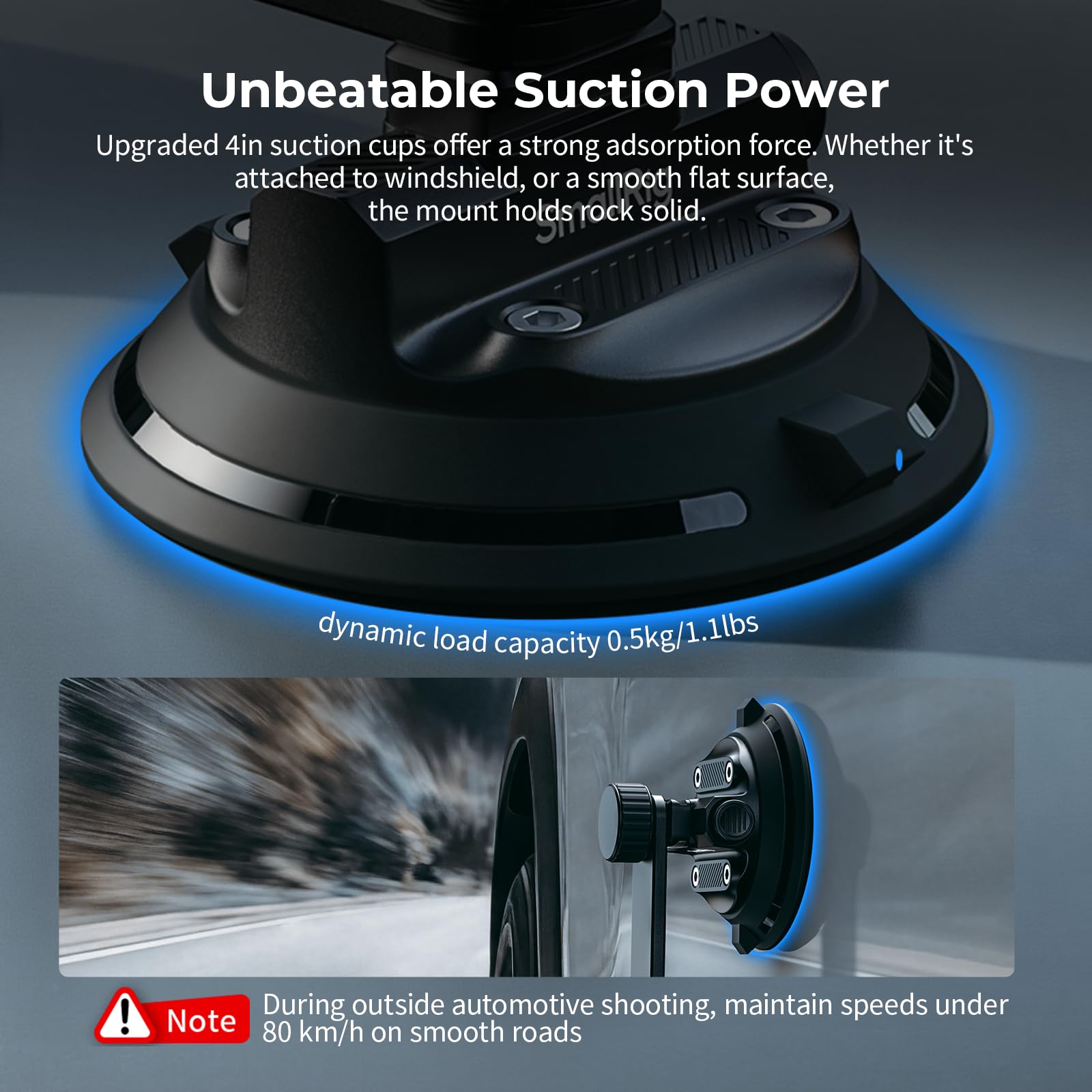 SMALLRIG Car Mount for Insta360 X5/X4/X3, for DJI OSMO 360 Camera, for GoPro, Triple Suction Cup Mount Kit with 120cm/47.2" Invisible Telescopic Selfie Stick, Ball Head, Magic Arm Clamp, Adapter -5843 - 4