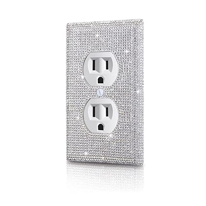 Shiny Silver Rhinestones Outlet Covers Wall Plate Cover Toggle 1 Gang Outlet Cover Light Switch Cover Outlet Cover Wall Plate