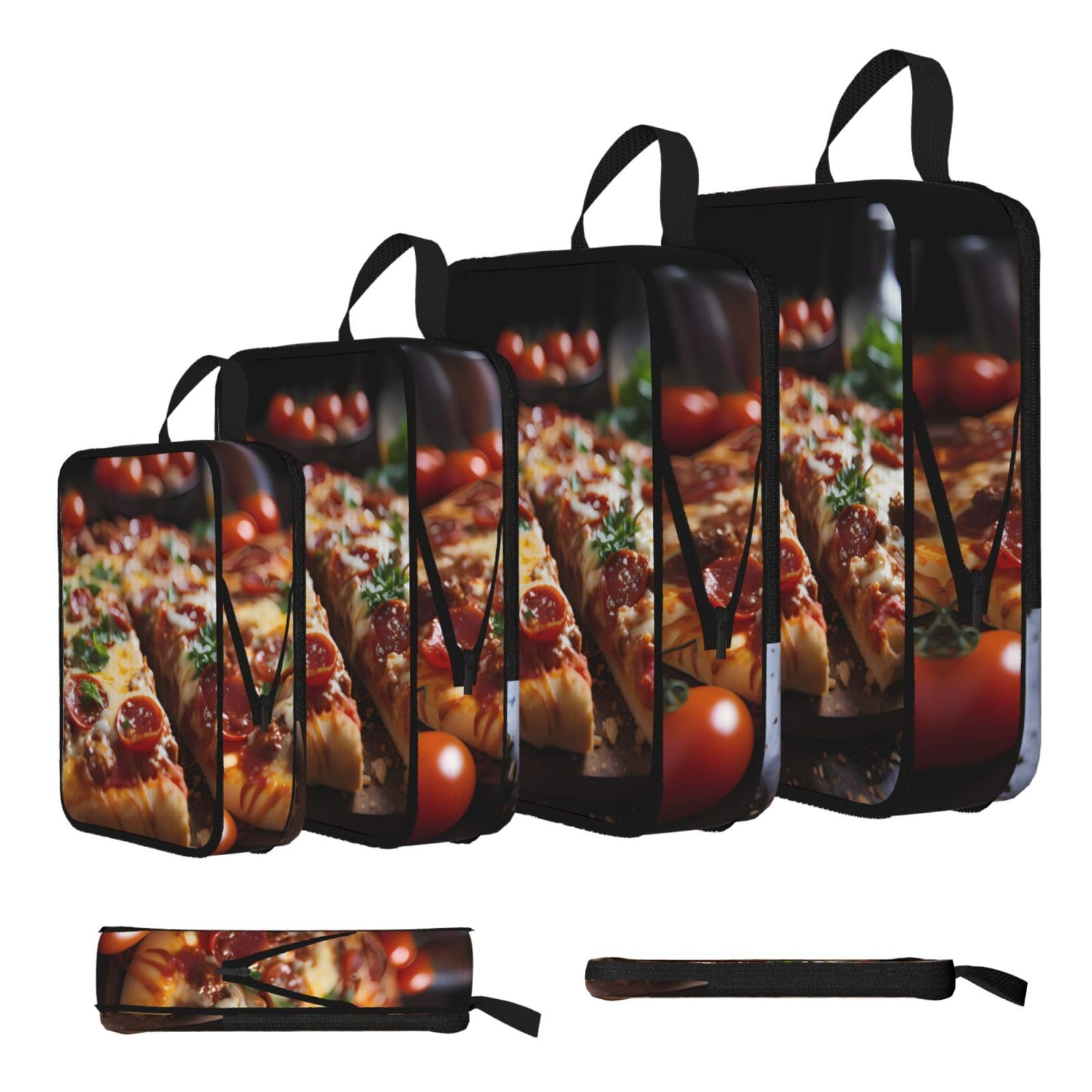 Tantalizing Sausage Pizza Compression Packing Cubes 4 Piece Set