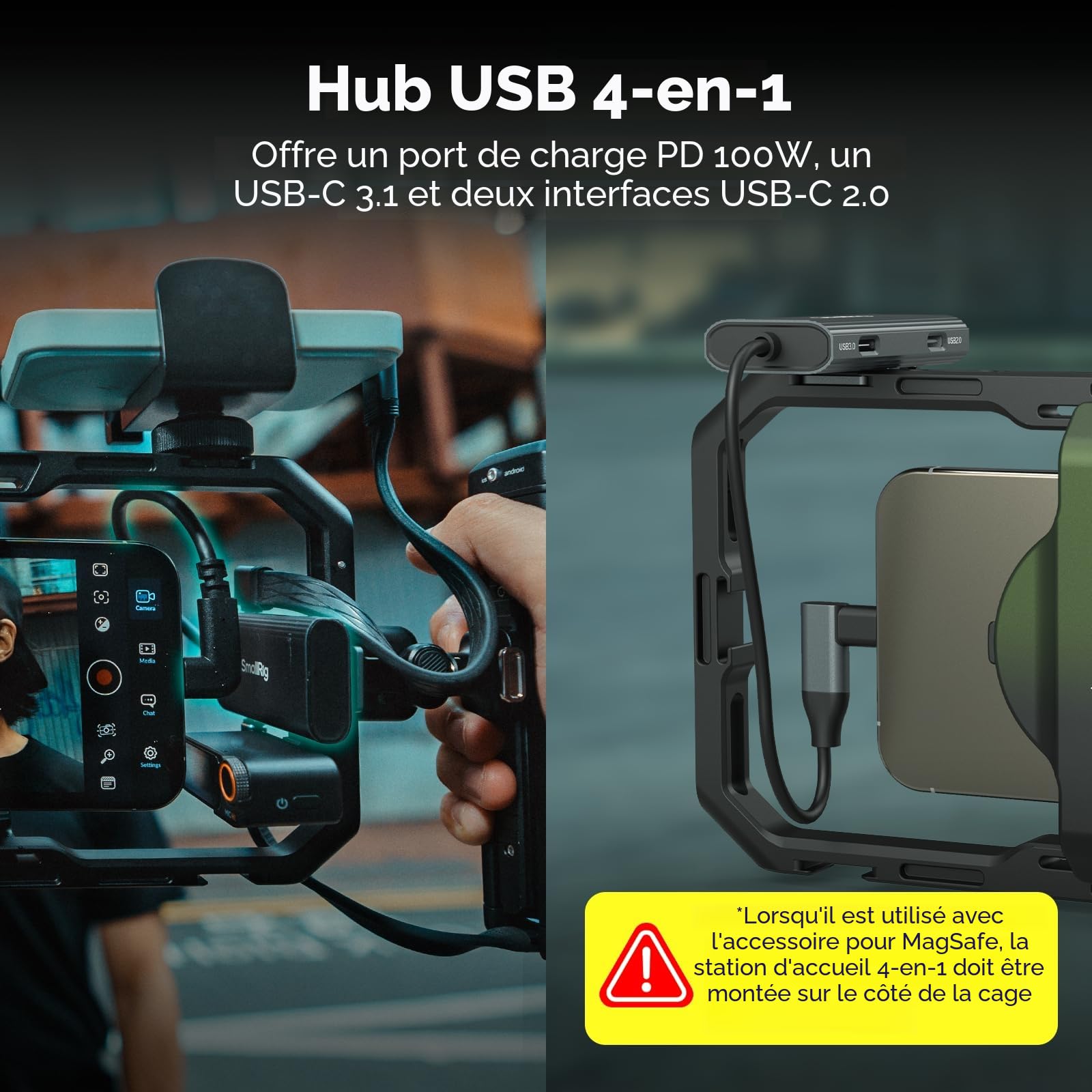 SMALLRIG x Brandon Li Kit Vidéo Mobile Tout-en-Un, Kit de Montage Vidéo Universel à Dégagement Rapide pour iPhone 17 pour Samsung, avec Filtre VND 67 mm, Poignées Rotatives sans Fil pour SSD M.2-4596B