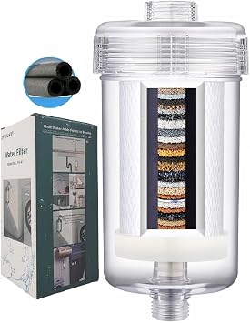 1 Micron High Density Washing Machine Water Filter, Visible Washer Water Filter System, 99.5% Removal of Chlorine Fluoride, Heavy Metals, Odor, Relieve Dry Skin ACF Shower Filter