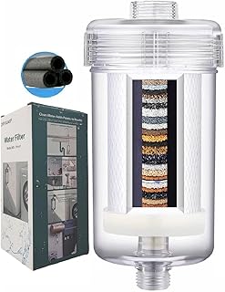 1 Micron High Density Washing Machine Water Filter, Visible Washer Water Filter System, 99.5% Removal of Chlorine Fluoride, Heavy Metals, Odor, Impede Scale, Relieve Dry Skin ACF Shower Filter