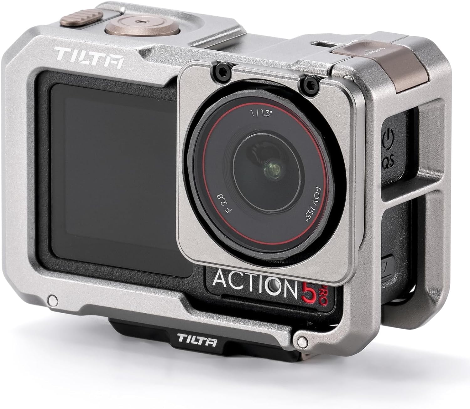 Tilta Full Camera Cage Base Kit Compatible with DJI Osmo Action 3, Action 4, Action 5 Pro (Titanium Gray) | Magnetic 1/4″-20 Baseplate | Cold Shoe Mounts | Magnetic Mount Design | Shock-Absorbing