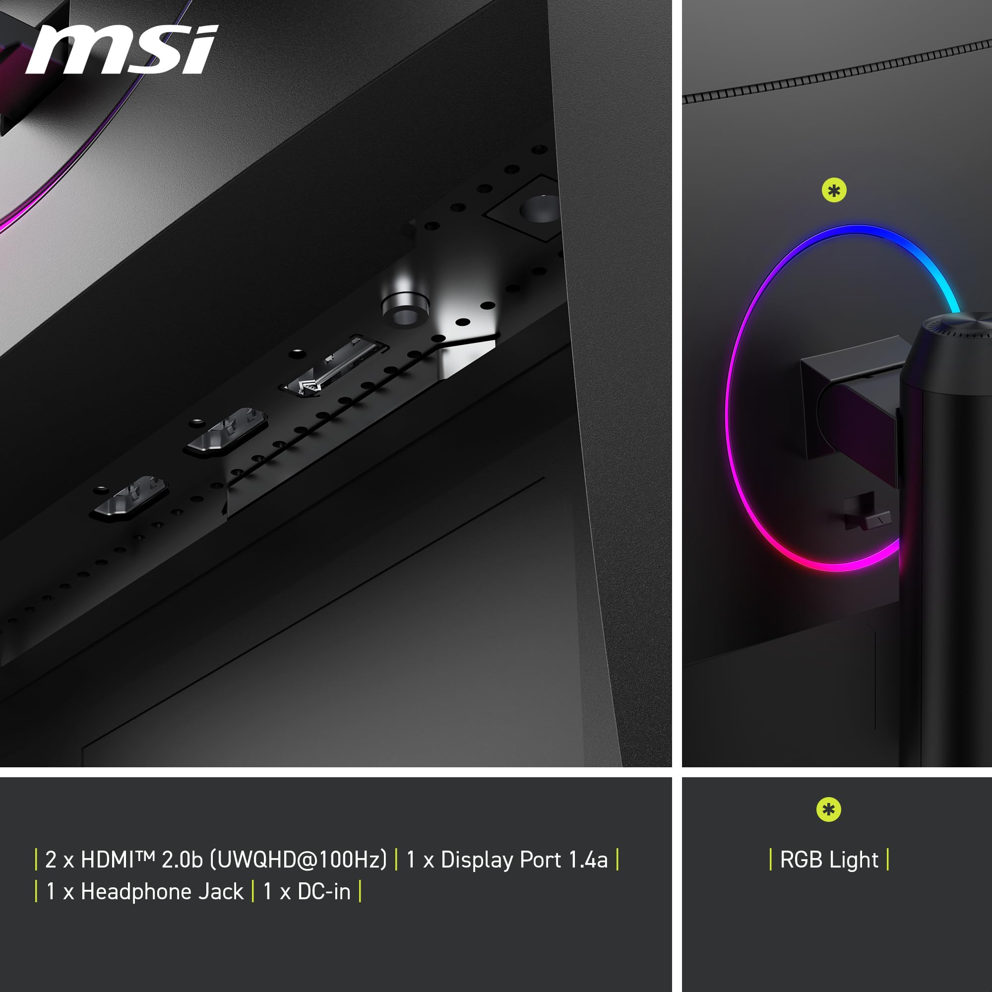 MSI MAG 342CQR E2 34 Inch UWQHD Curved Gaming Monitor - 1500R 3440