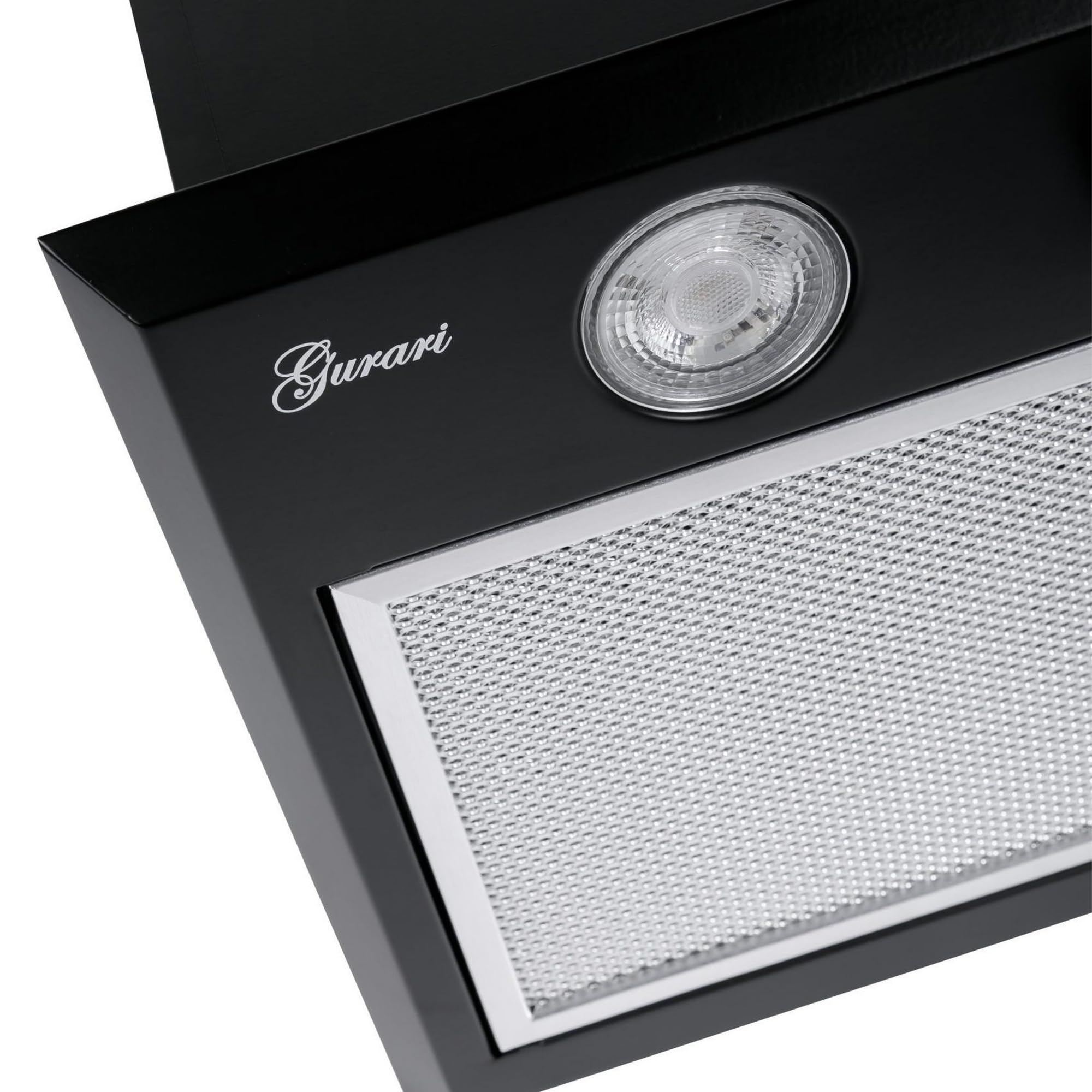 Gurari Campana extractora empotrada 52 cm GCH B 051 52 BL, color negro, motor potente 1000 m³/h, silenciosa 49-68 dB, LED, filtros metálicos lavables, recirculación y salida de aire