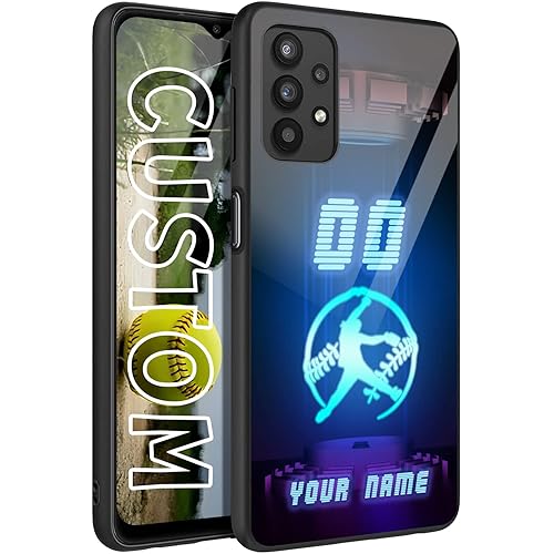 Personalized Baseball Softball vs Name Number US Flag Decor Rubber Cover Phone Case for Samsung Galaxy A53 5GA03SA02SA10EA12A13A32A33A42A51A52A71