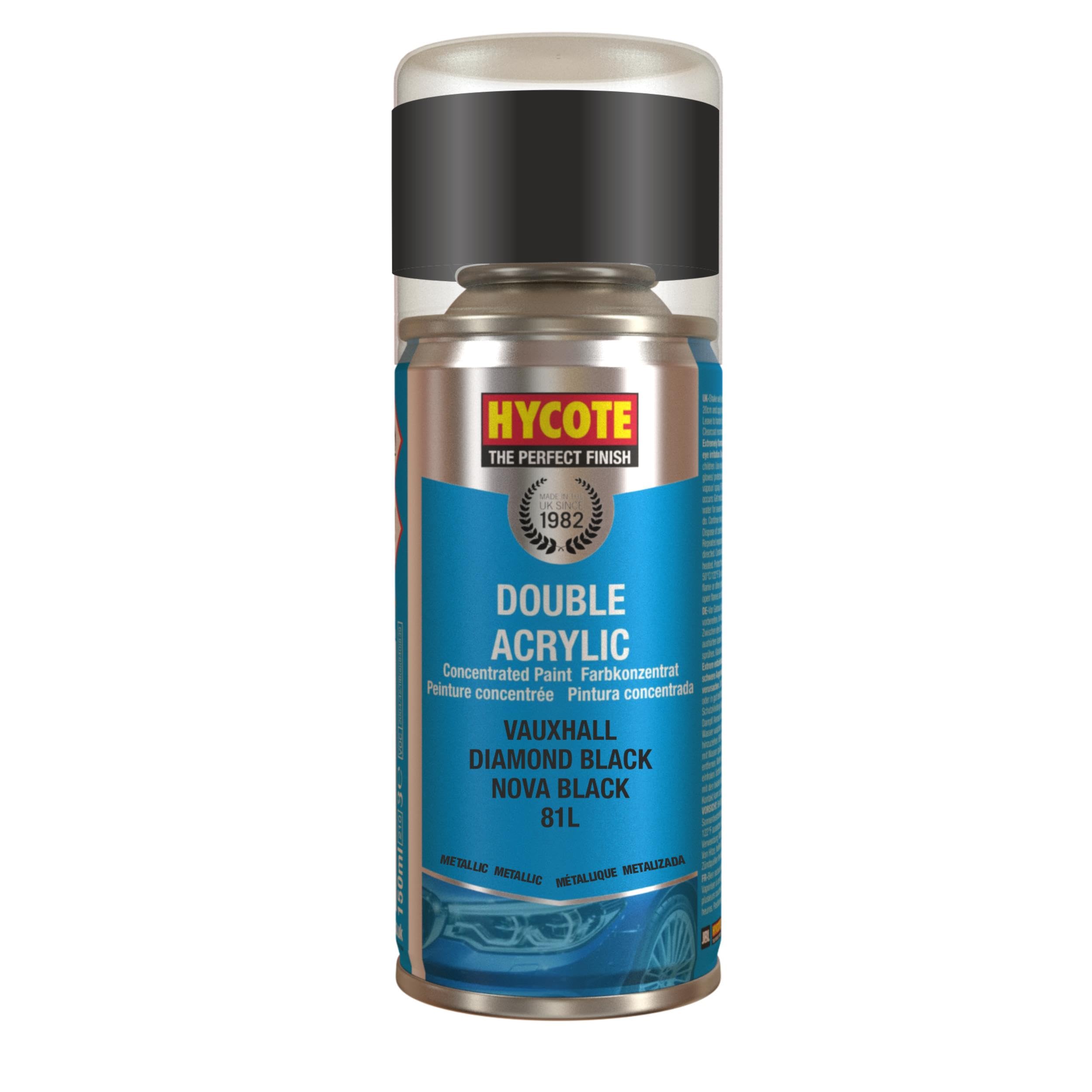 Hycote Vauxhall Diamond Black Metallic Double Acrylic Spray Paint 150ml XDVX410