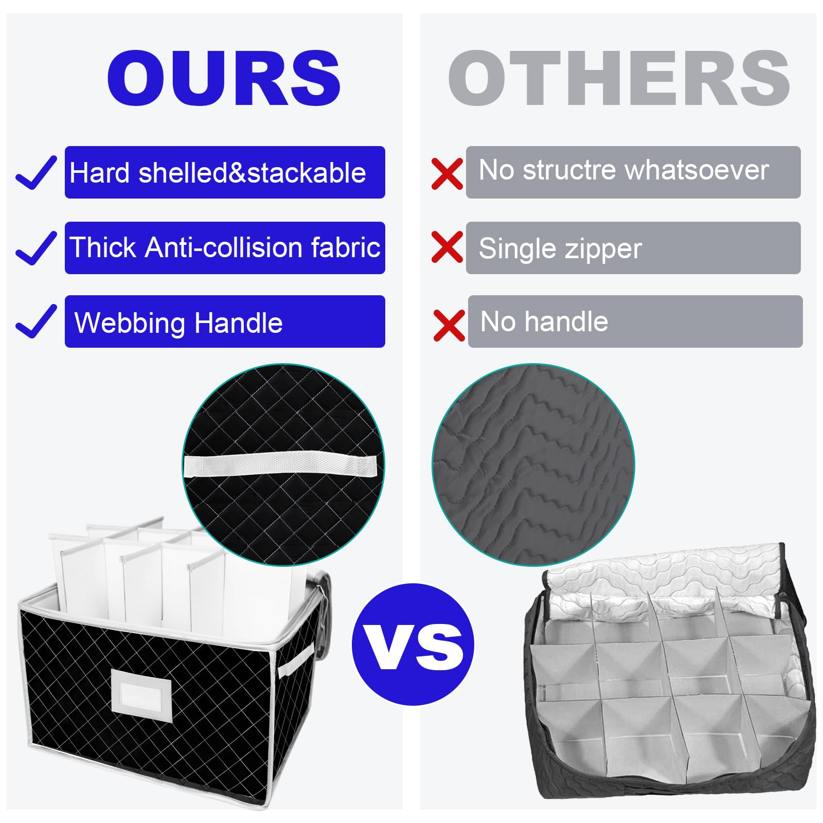 VERONLY Wine Glass Storage Box with Lid, Stemware Storage Cases with 12 Dividers for Crystal Glassware Moving Kitchen - Image 4