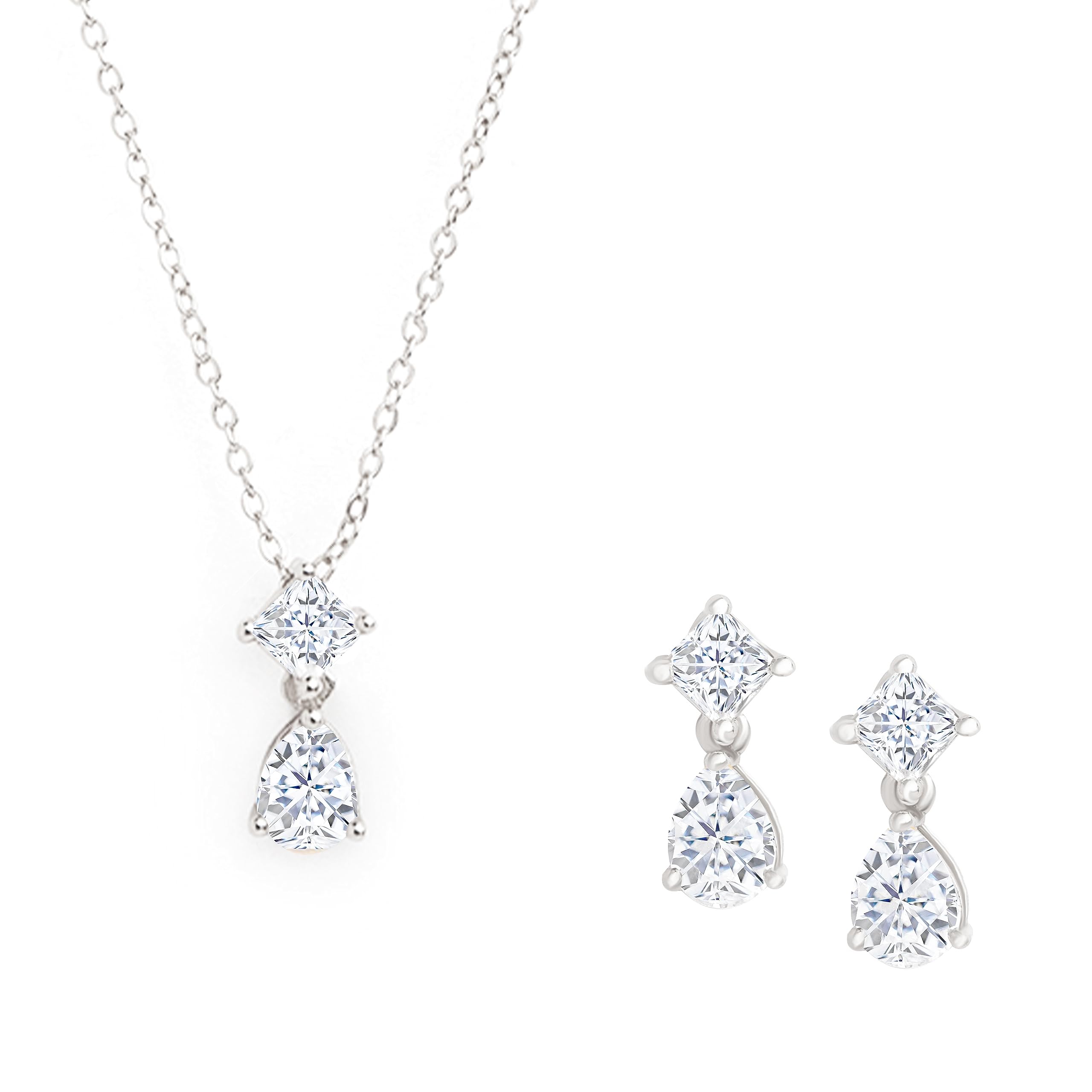 MINUTIAE Austrian Cubic Zirconia Diamond Elegant Stylish Charm Chain Pendant Set for Women & Girls